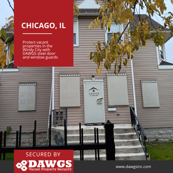 DAWGS door and window guards securing vacant properties in Chicago